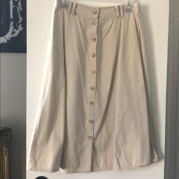 Button Front Khaki Skirt - Picture 1 of 3